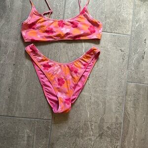 PacSun Floral Pink and Orange Bikini Set
